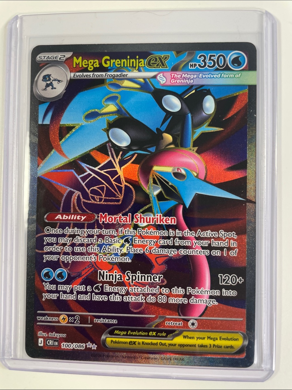 Pokemon Mega Greninja EX Holo Card - Blue, Black, Pink